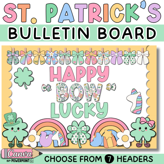 St. Patrick's Day Bulletin Board - Cute Bows and Lucky Charms