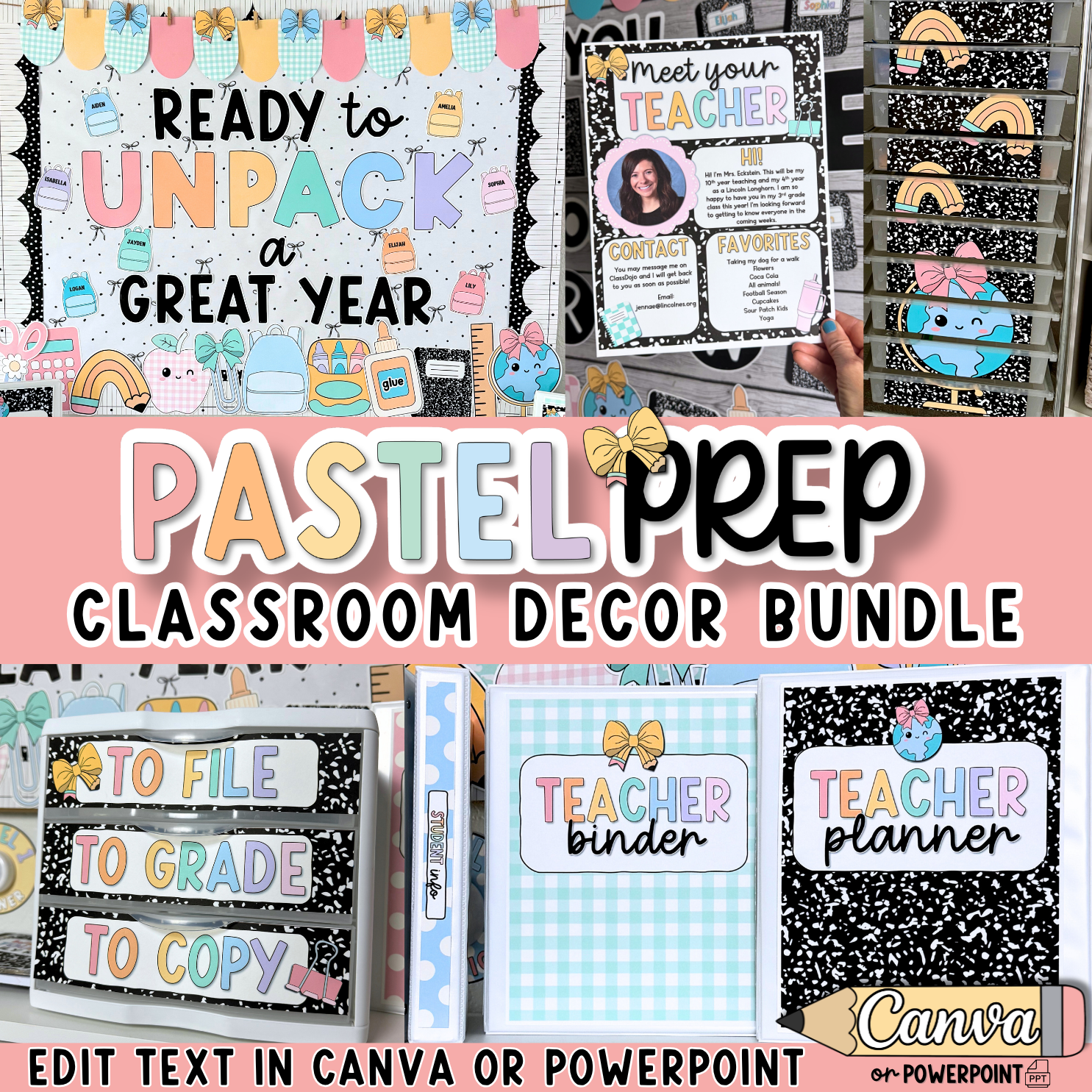Classroom Decor Bundle - Pastel Prep Theme