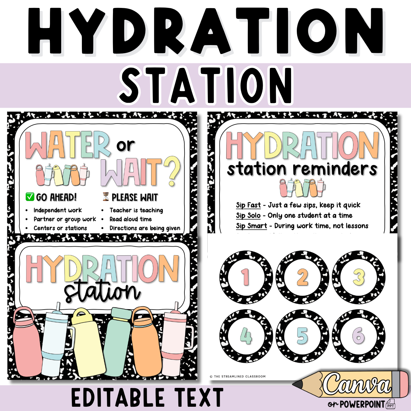 Hydration Station with Numbers | Water Bottle Station Signs