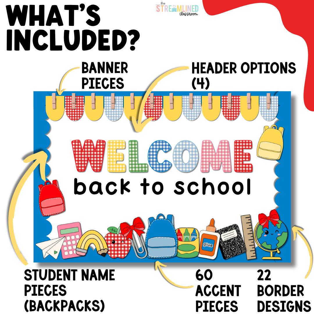 Back-to-School Bulletin Board | Gingham Welcome Back Door Decor - Image 5