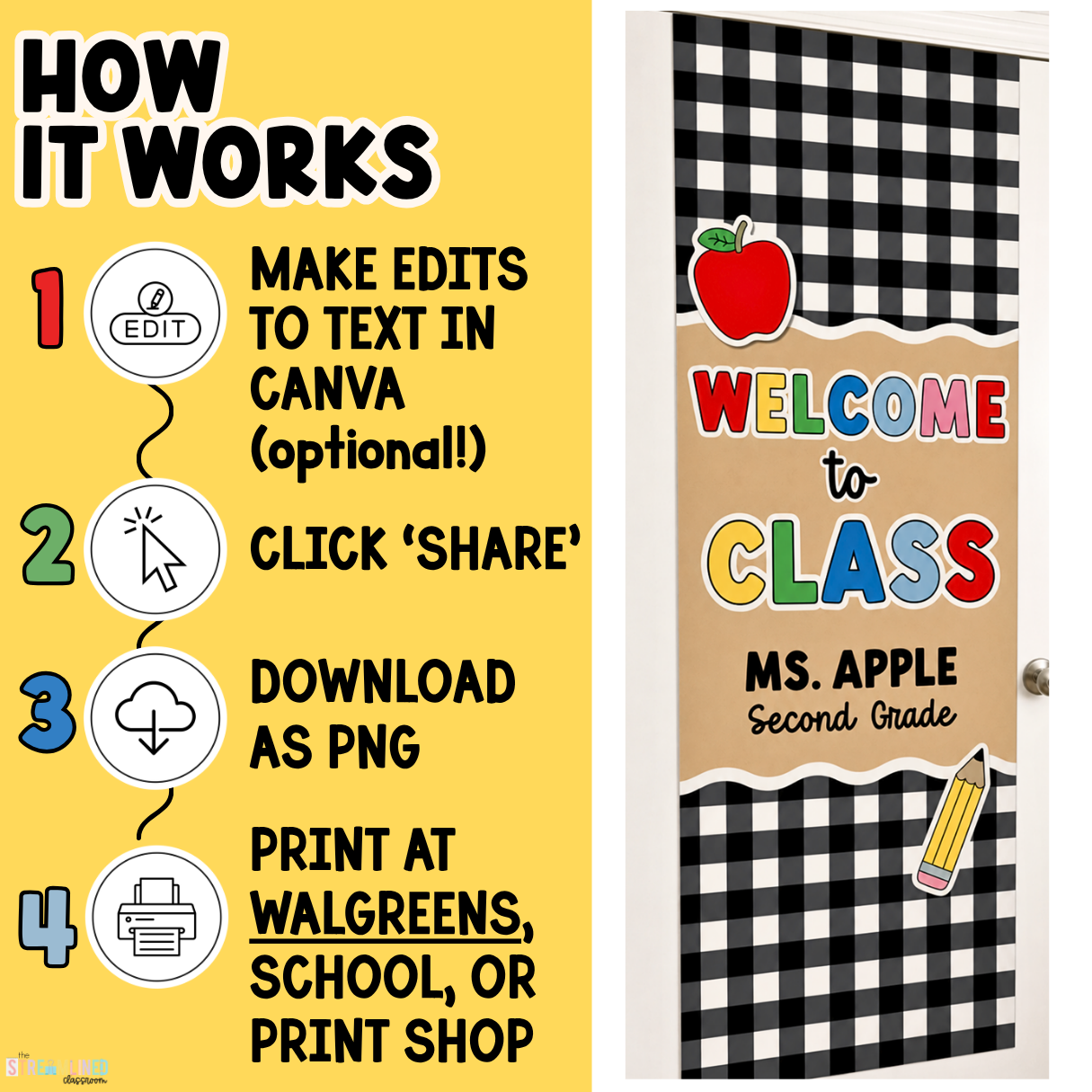 Classroom Banners | Printable Door Banners Gingham - Image 2
