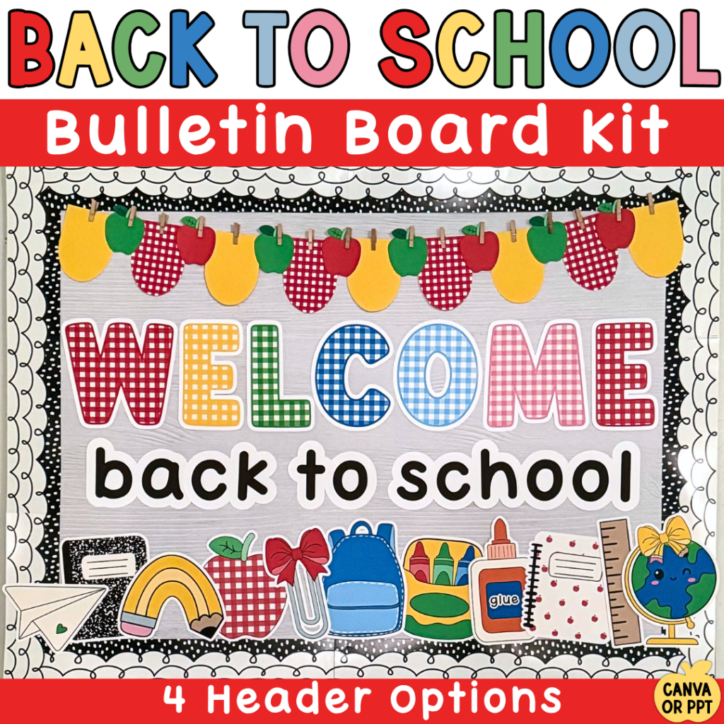 Back-to-School Bulletin Board | Gingham Welcome Back Door Decor
