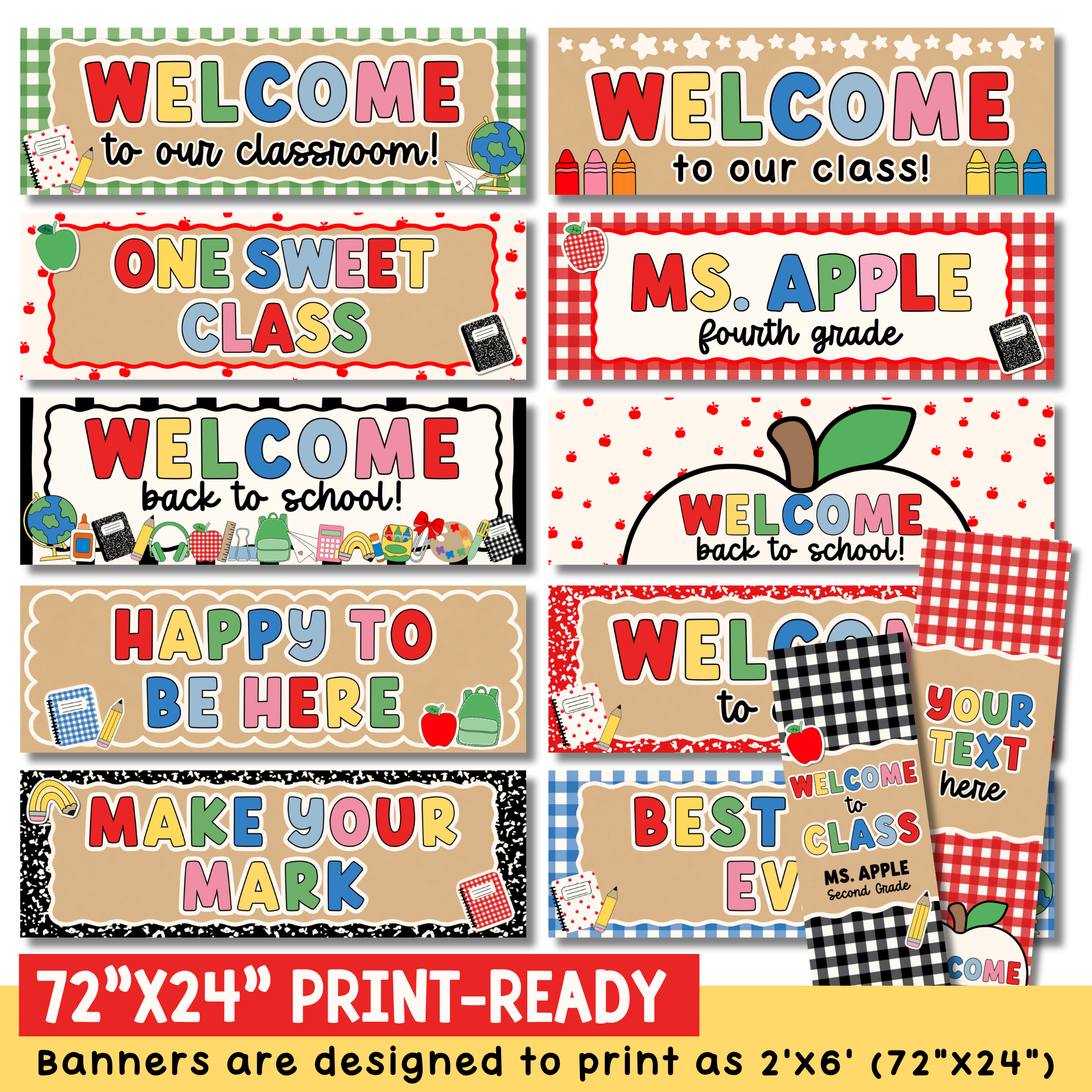 Classroom Banners | Printable Door Banners Gingham - Image 5