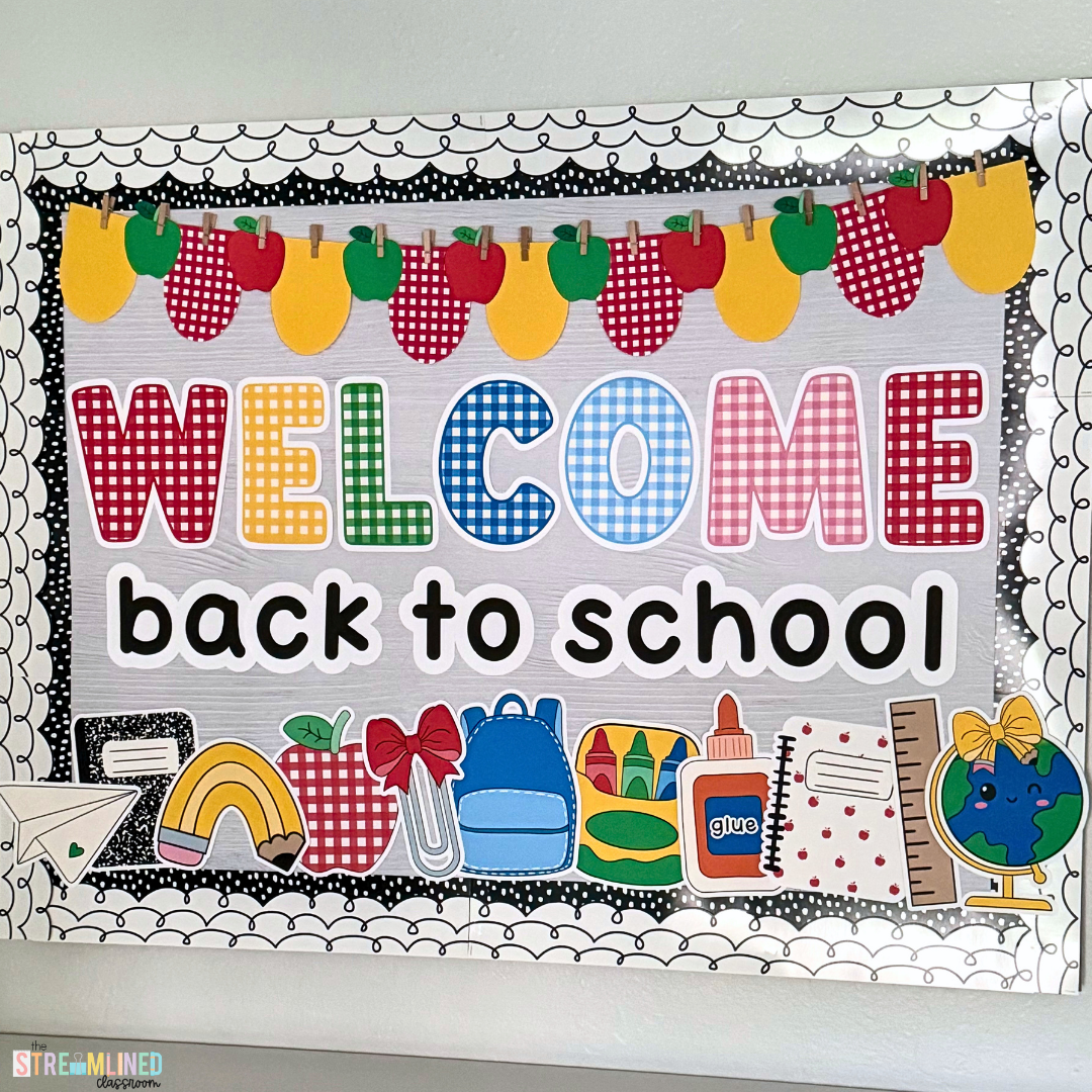 Back-to-School Bulletin Board | Gingham Welcome Back Door Decor - Image 2