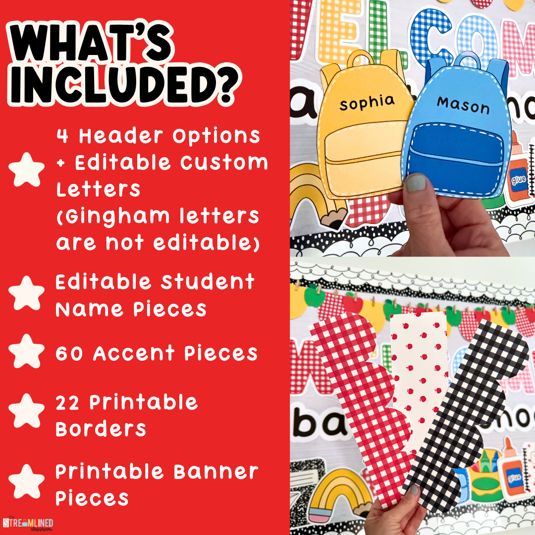 Back-to-School Bulletin Board | Gingham Welcome Back Door Decor - Image 3