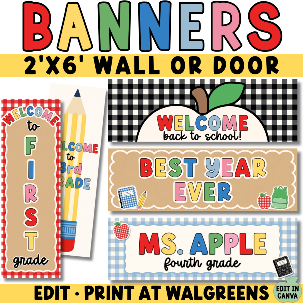 Classroom Banners | Printable Door Banners Gingham