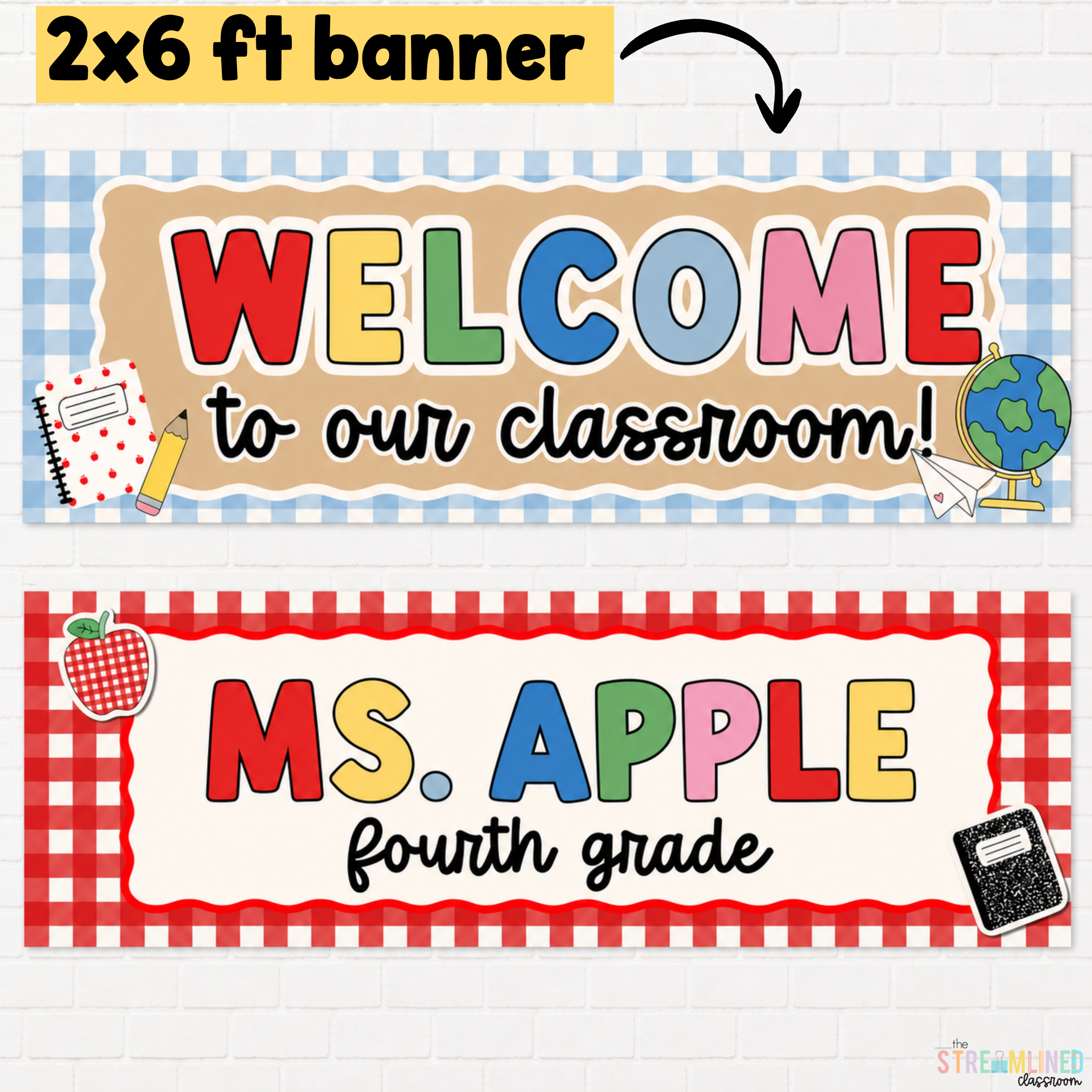 Classroom Banners | Printable Door Banners Gingham - Image 3
