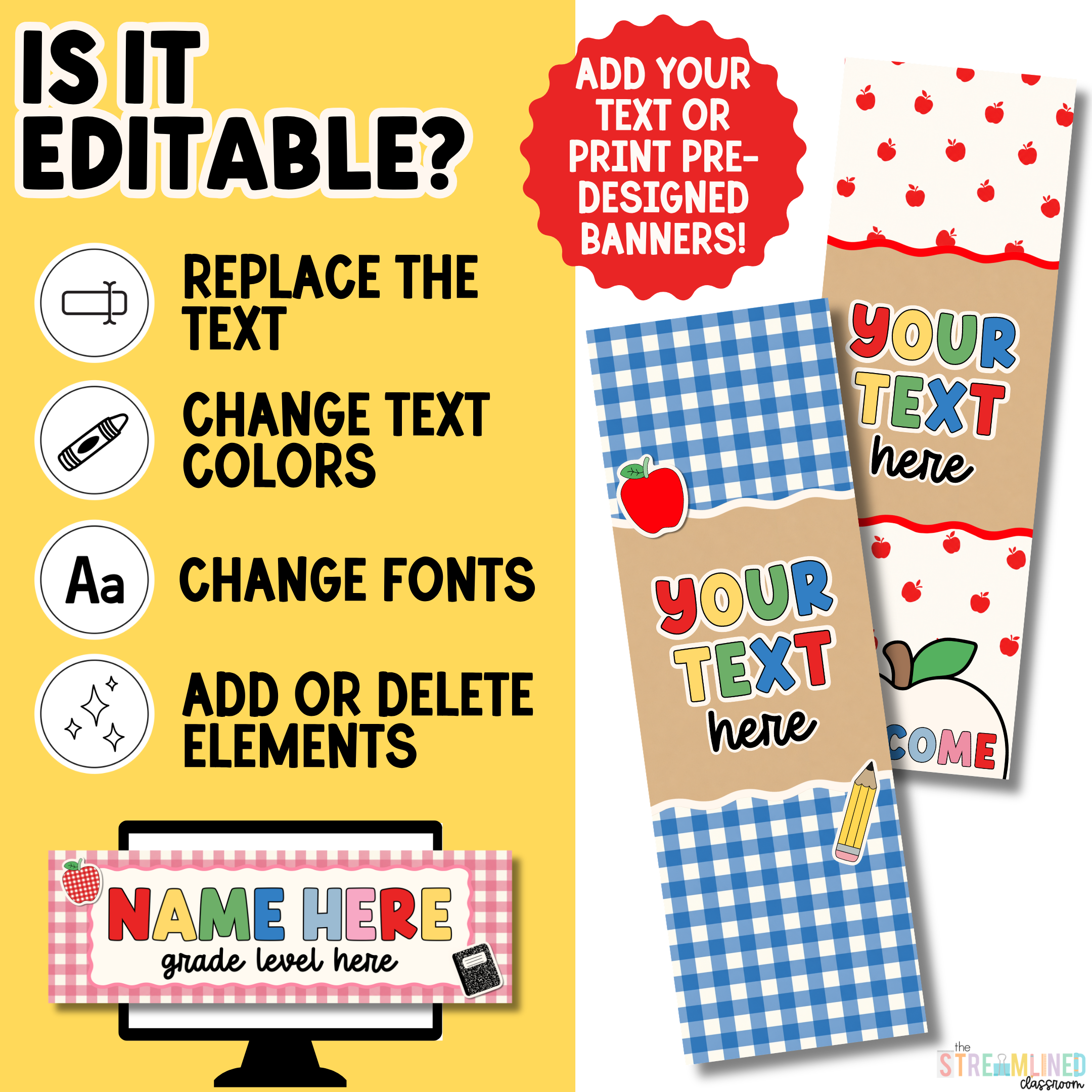 Classroom Banners | Printable Door Banners Gingham - Image 7
