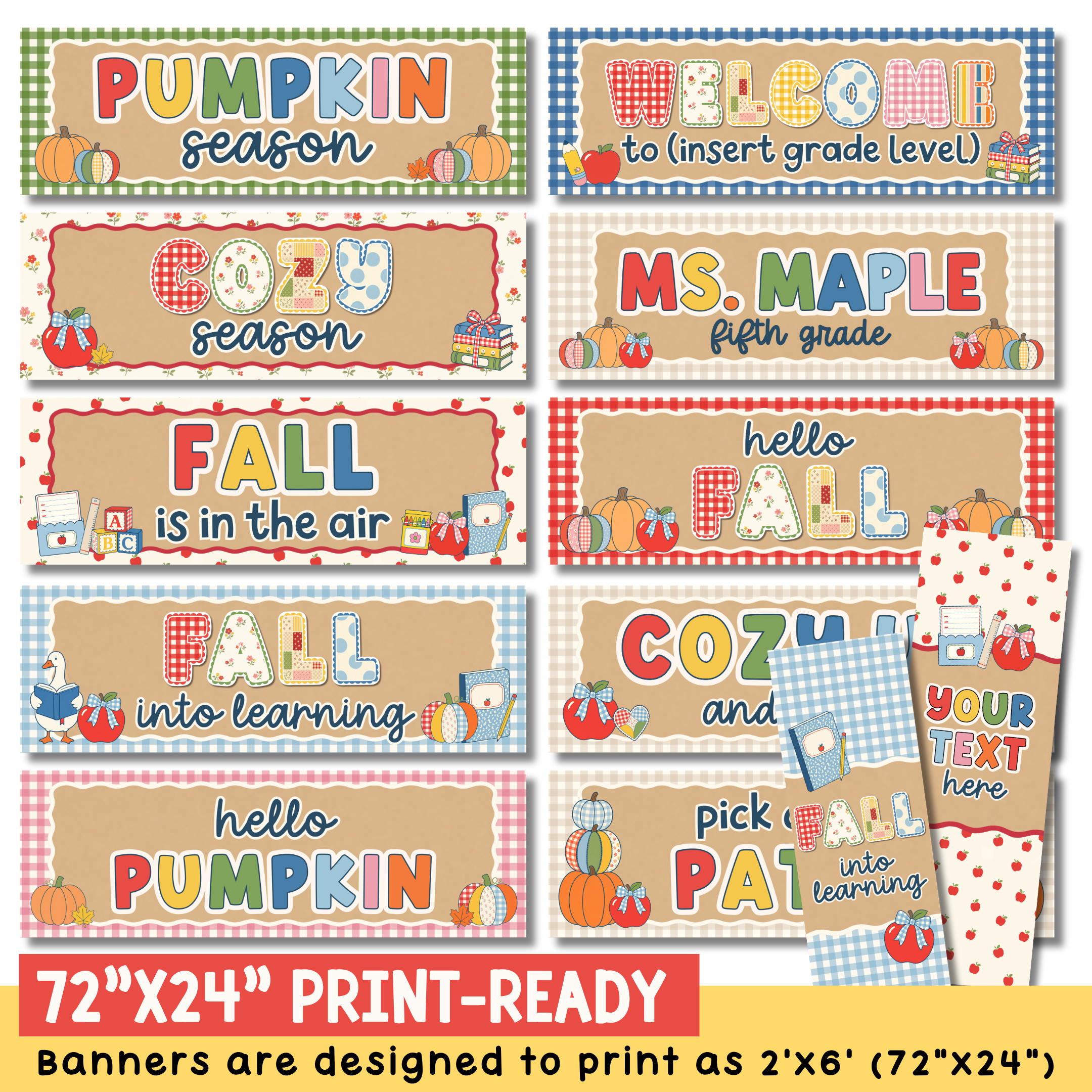 Fall Banners | Printable Classroom Door Banners Gingham - Image 5