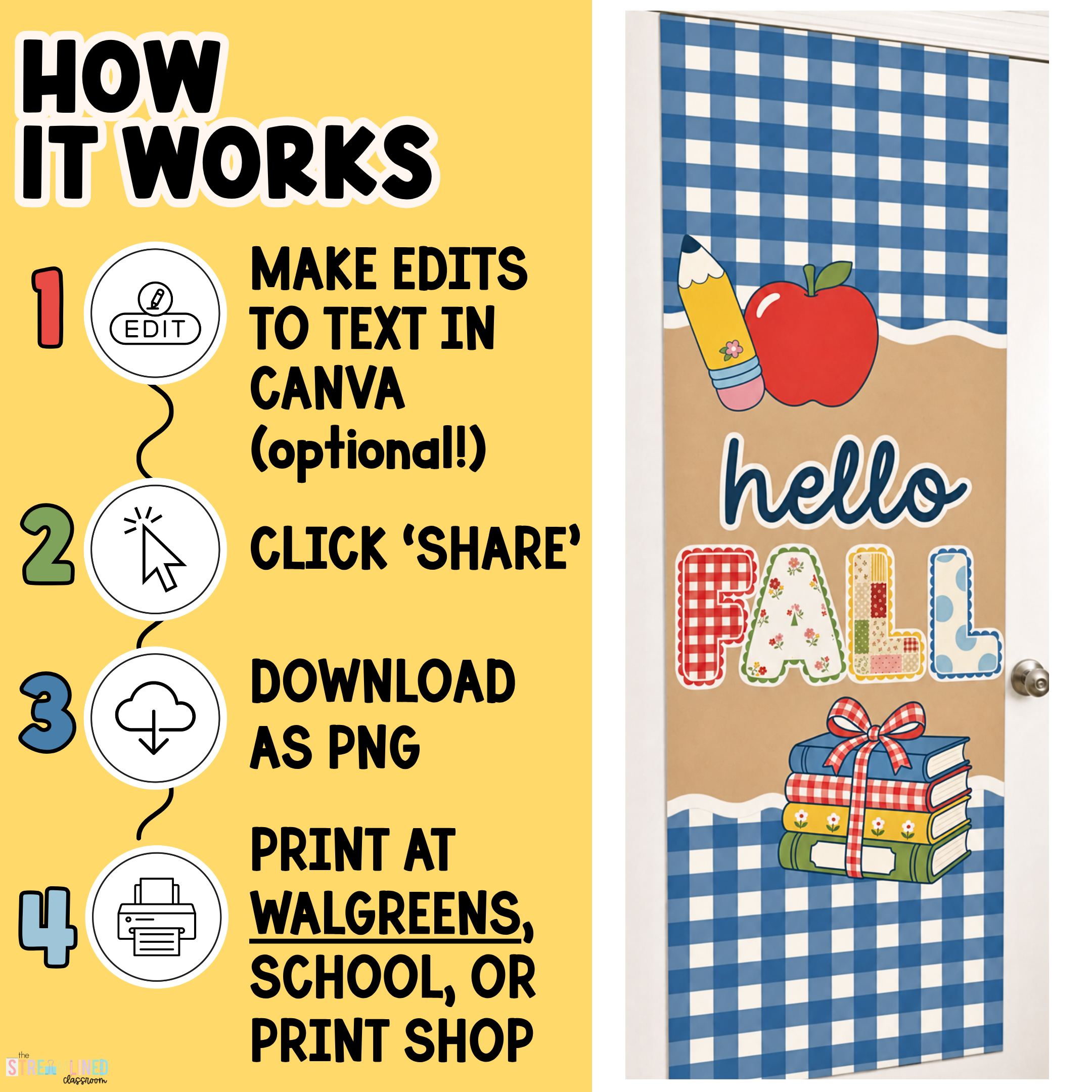 Fall Banners | Printable Classroom Door Banners Gingham - Image 2
