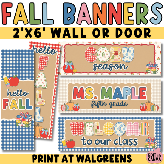 Fall Banners | Printable Classroom Door Banners Gingham