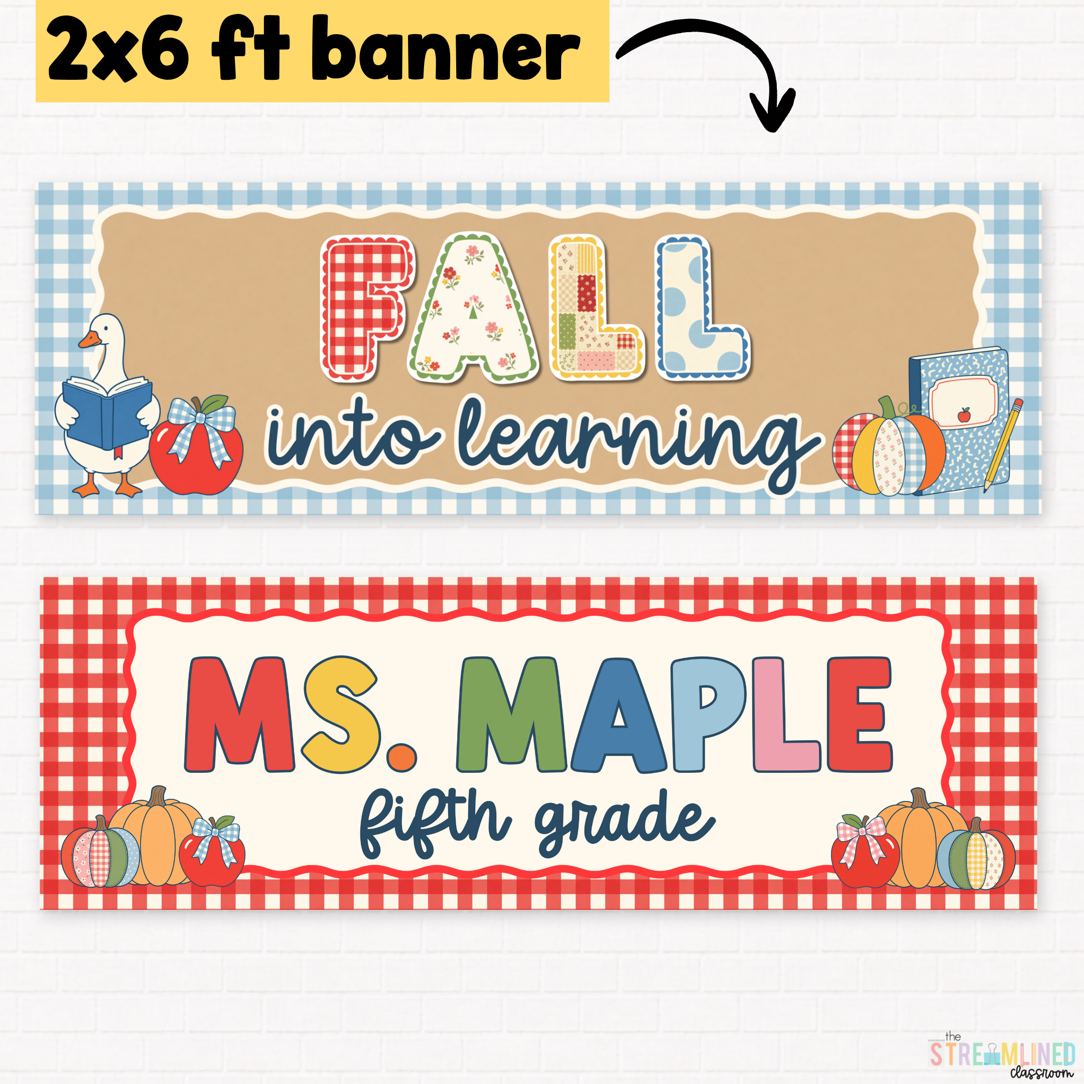 Fall Banners | Printable Classroom Door Banners Gingham - Image 4