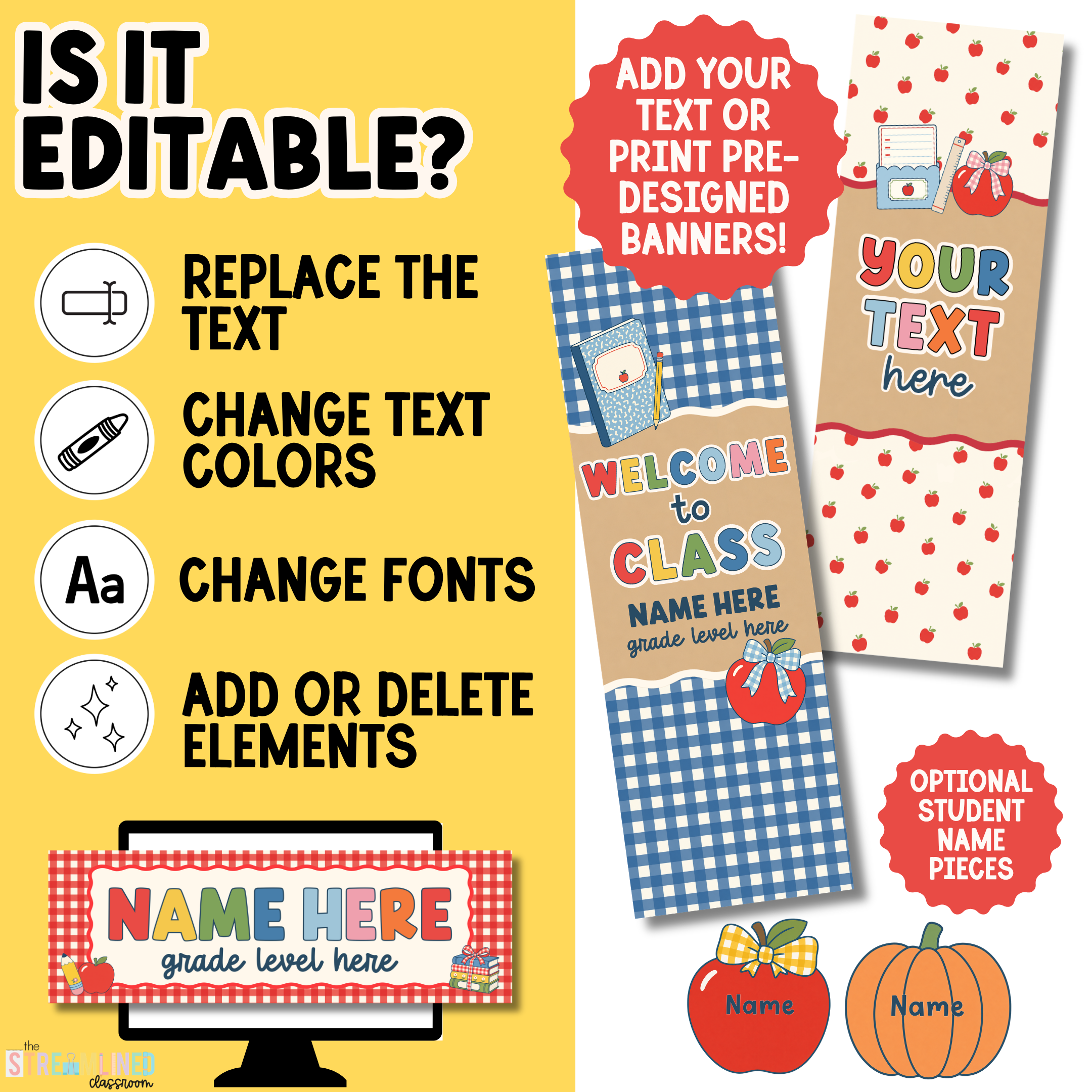 Fall Banners | Printable Classroom Door Banners Gingham - Image 7